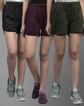 women pack of 3 knit shorts with drawstring waist