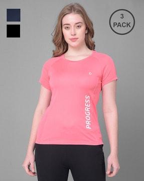 women pack of 3 microfiber antibacterial sports t-shirt