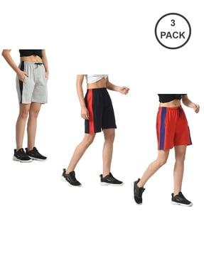 women pack of 3 mid-rise shorts