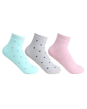 women pack of 3 polka-dot print ankle-length socks
