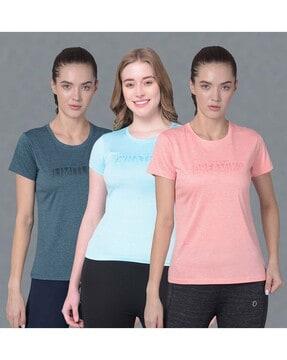 women pack of 3 printed microfiber antibacterial sports t-shirt