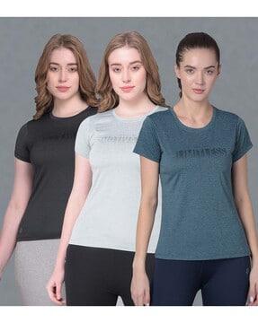 women pack of 3 printed microfiber antibacterial sports t-shirt