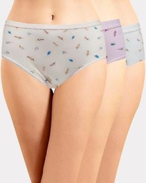 women pack of 3 printed regular fit hipster panties