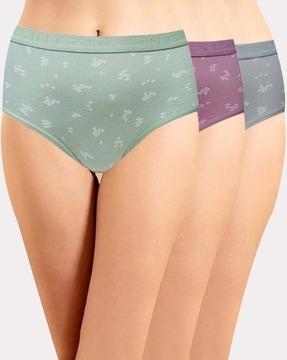 women pack of 3 printed regular fit hipster panties