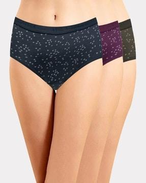 women pack of 3 printed regular fit hipster panties