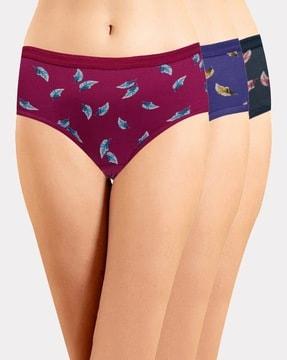 women pack of 3 printed regular fit hipster panties