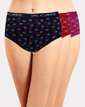 women pack of 3 printed regular fit hipster panties