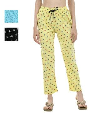 women pack of 3 printed straight track pants
