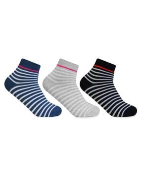 women pack of 3 striped ankle-length socks