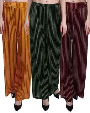 women pack of 3 striped palazzos