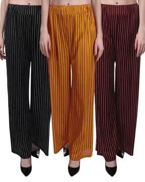 women pack of 3 striped palazzos