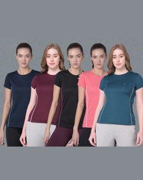 women pack of 5 microfiber antibacterial sports t-shirt