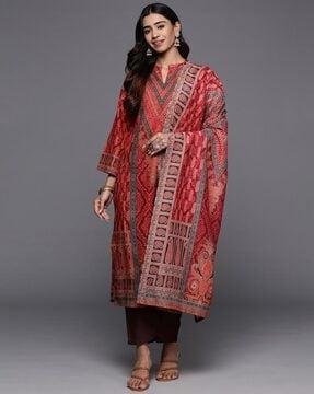 women paisely print straight kurta suit set