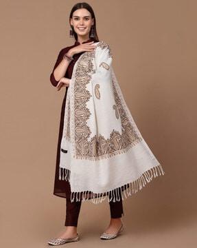 women paisley aari embroidered woollen stole