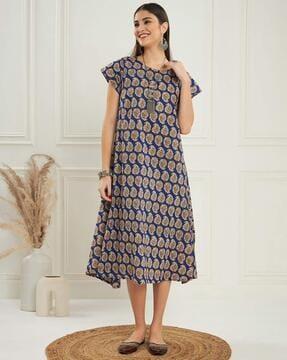 women paisley print a-line dress