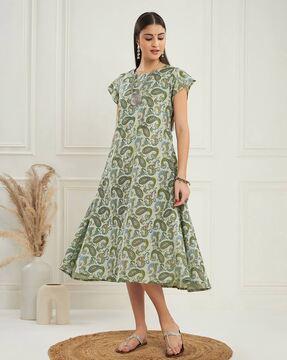 women paisley print a-line dress