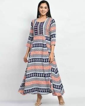 women paisley print a-line dress