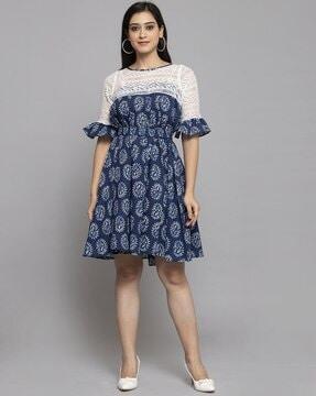 women paisley print a-line dress