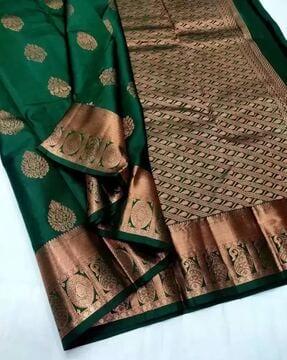 women paisley print banarasi saree for women with contrast border