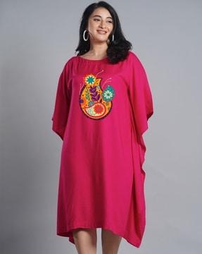 women paisley print boat-neck kaftan kurta