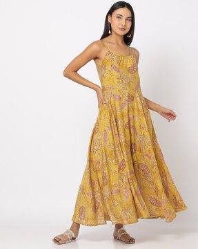 women paisley print fit & flare dress