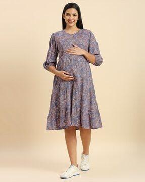 women paisley print fit & flare dress