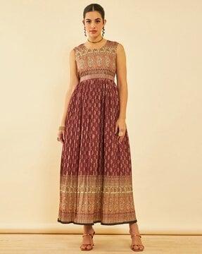 women paisley print fit & flare dress