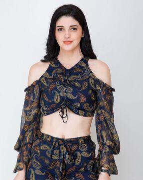 women paisley print fitted top