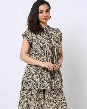women paisley print flared tunic