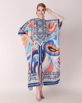 women paisley print kaftan dress