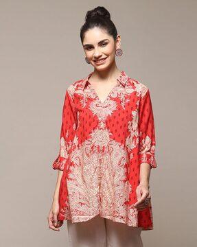 women paisley print regular fit tunic