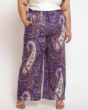 women paisley print relaxed fit palazzos