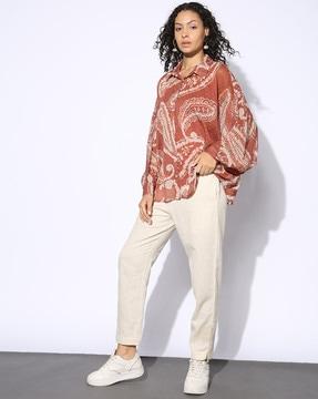 women paisley print relaxed fit shirt