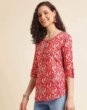 women paisley print relaxed fit top