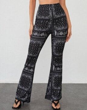 women paisley print relaxed fit trousers