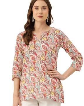 women paisley print relaxed fit tunic