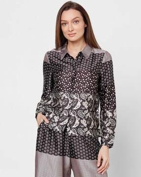 women paisley print slim fit shirt