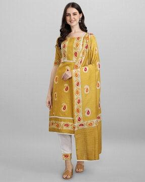 women paisley print straight kurta set