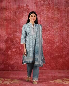 women paisley print straight kurta set
