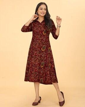 women paisley print straight kurta