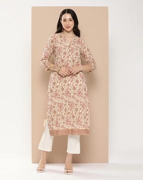 women paisley print straight kurti