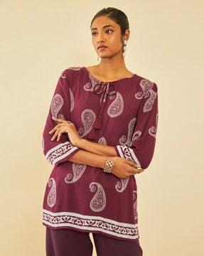 women paisley print straight tunic