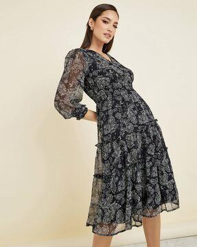 women paisley print tiered dress