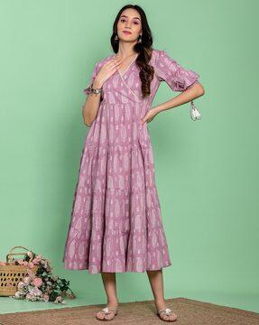 women paisley print tiered dress