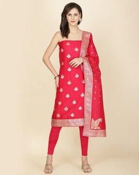 women paisley woven 3-piece unstitched dress material