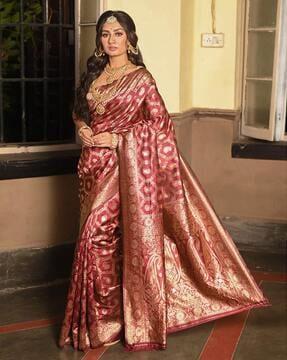 women paisley woven banarasi art silk saree