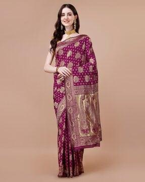 women paisley woven banarasi art silk saree