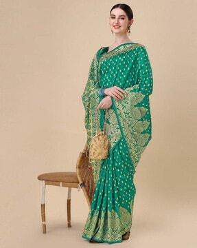 women paisley woven banarasi saree with contrast border