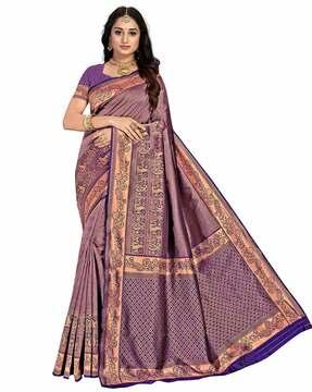 women paisley woven banarasi saree with contrast border