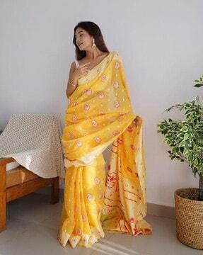 women paisley woven cotton silk saree